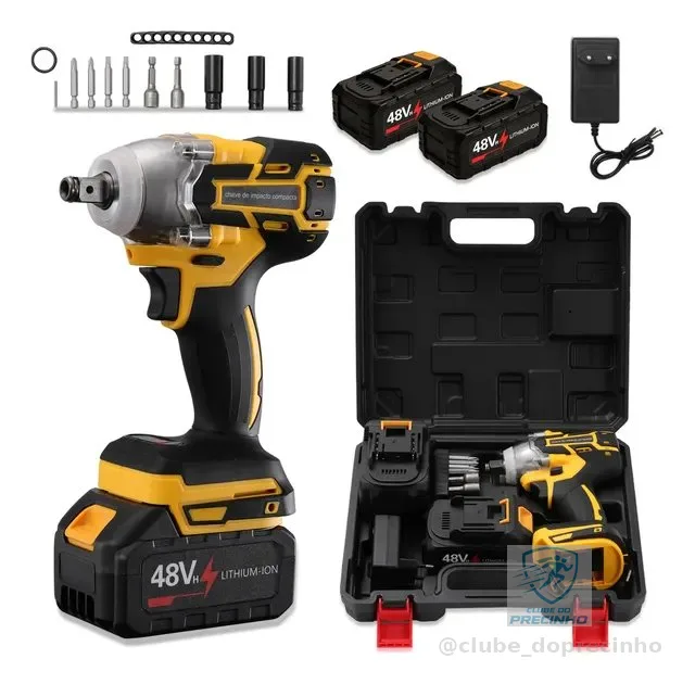Chave De Impacto 48v Dupla Bateria Kit Com Maleta Sem Fio