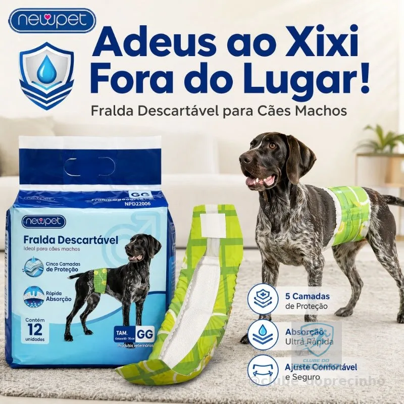 Newpet Fralda Higiênica Descartável p/ cães Macho 12Un （P/M/G/GG)