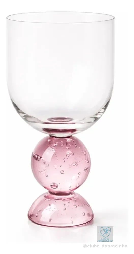 Taça De Vidro Com Base Rosa Esfera Bubble Glass 380 Ml