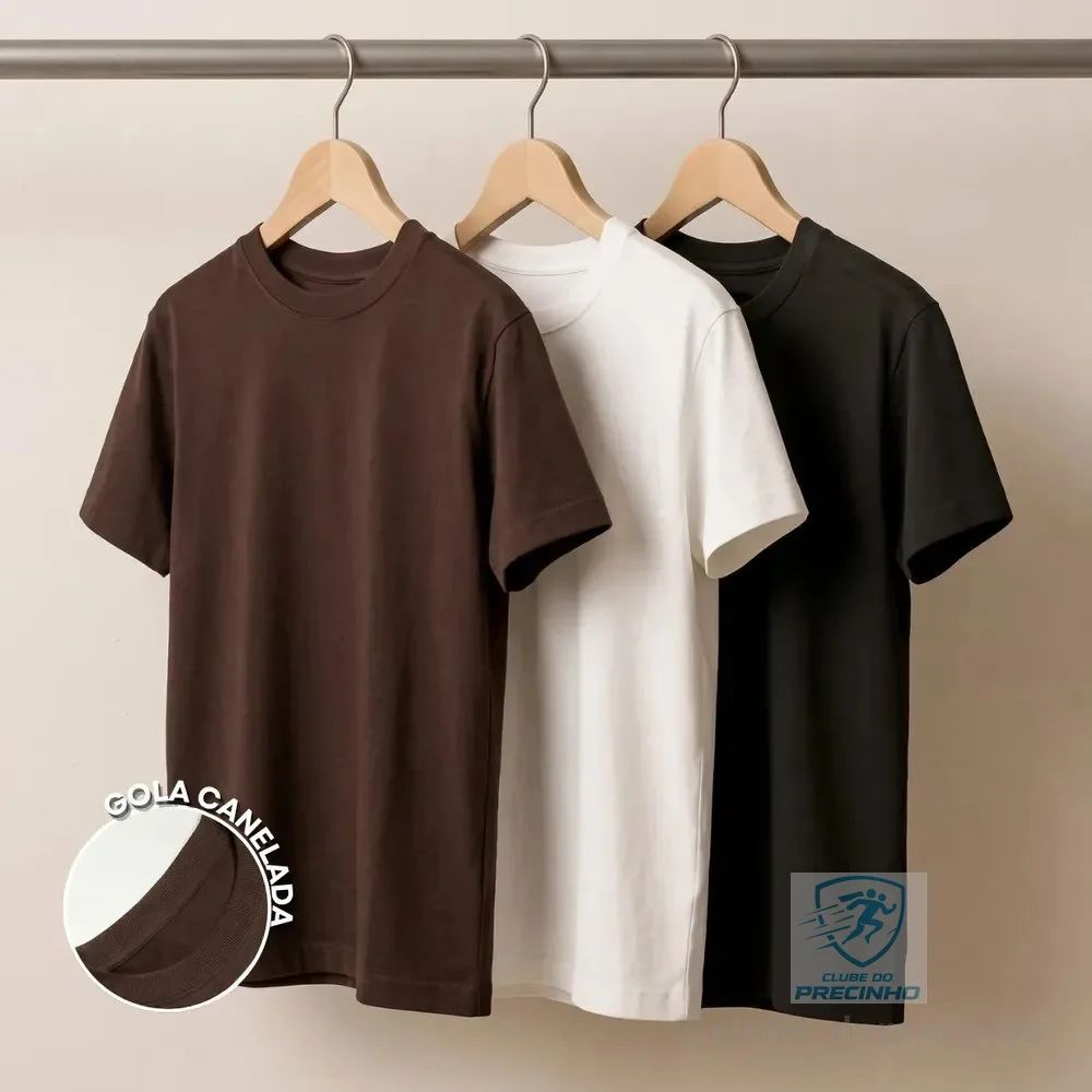 Kit 3 Camisa Oversized Masculina Lisa Algodão Street Larga Preto/branco/marrom Xg Liso