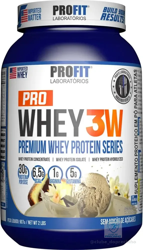 Whey Protein 3w Isolada+hidrolisada+concentrad 907g Profit F Sabor Baunilha