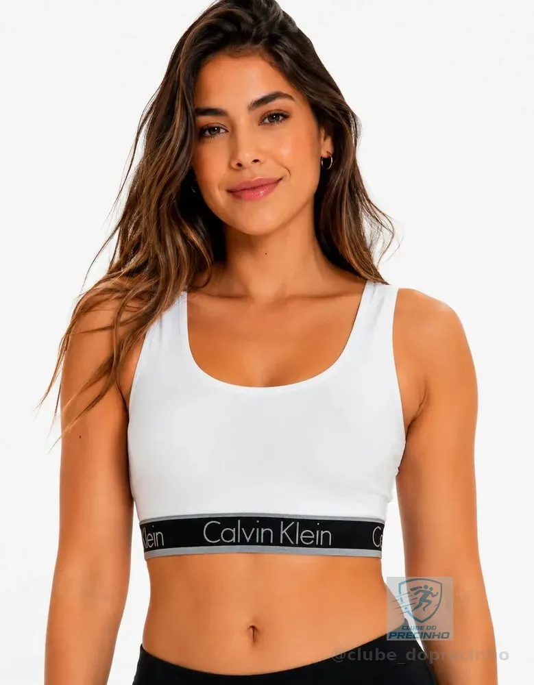 Top Regata Fitness Academia Cotton Calvin Klein Original Branco Liso P