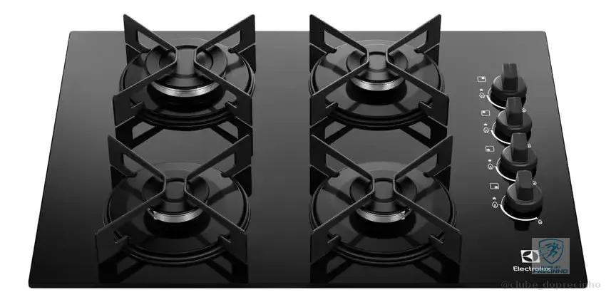 Cooktop 4 Bocas a Gás Electrolux Mesa de Vidro Efficient Grade de Aço Fosco (KE4GR) Bivolt