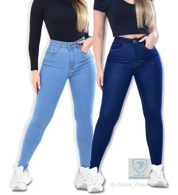 Kit 2 Calça Feminina Linha Premium C/lycra Cós Alto Skinny