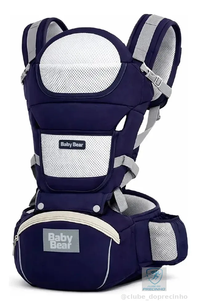 Canguru Ergonômico Baby Bear 12 Posições Azul Marinho Premium 4 em 1