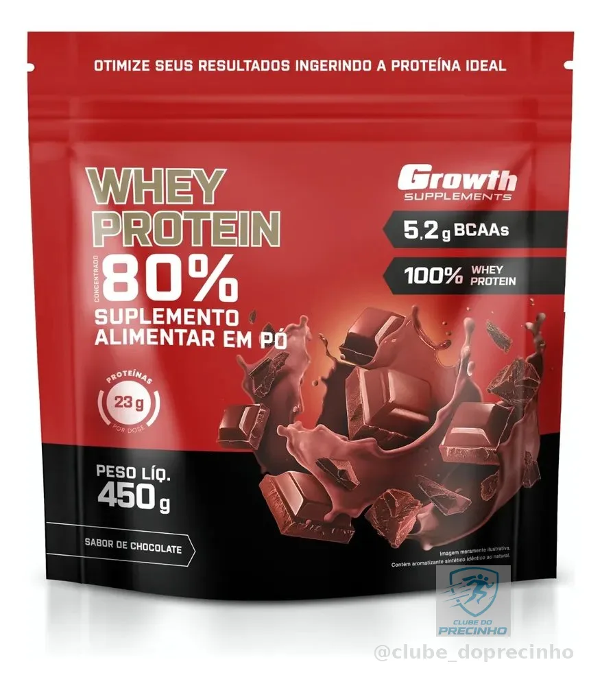 Whey Protein Concentrado 450g Growth Supplements Chocolate