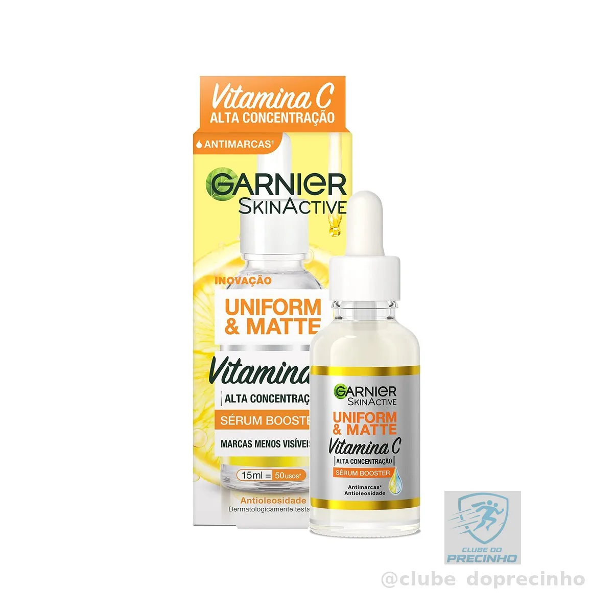 Sérum Facial Garnier Vitamina C Uniform & Matte Antimarcas, 15ml