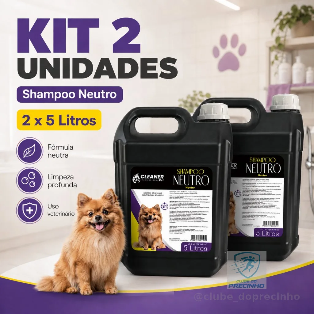 Kit 2 Shampoo Profissional para Cachorro Neutro 5 Litros Shampoo Pet 5 Litros Banho e Tosa Pet Shop Pronto Uso UP Clean
