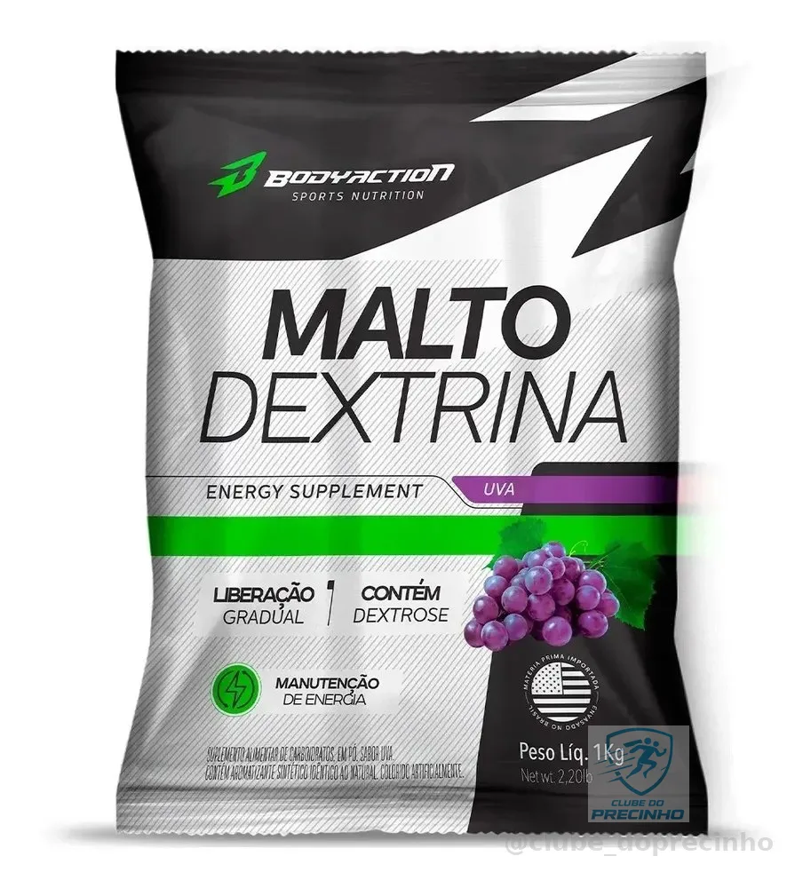 Suplemento Em Pó Bodyaction Malto Dextrina Sabor Uva Em Saco