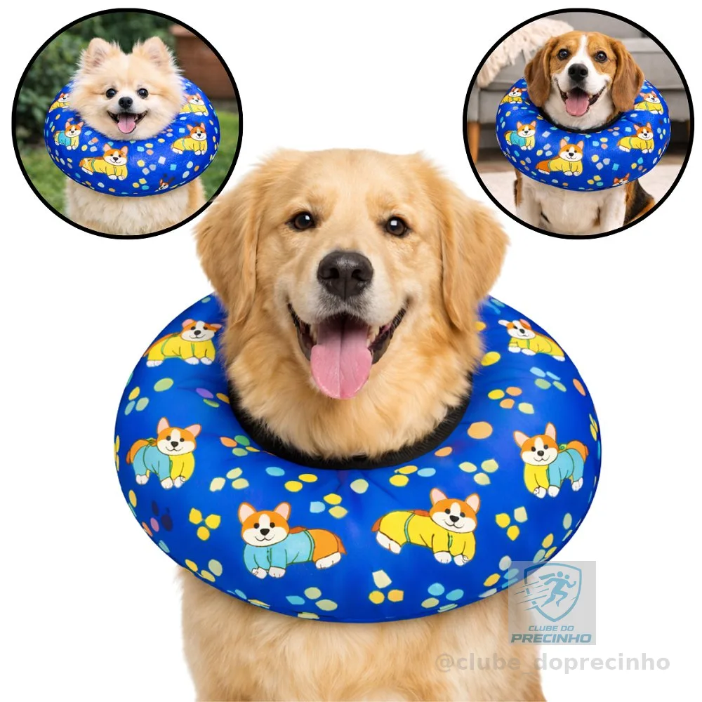 Colar Elizabetano Cone Pós Cirugico de Cachorros Gatos Cervical Elizabetano Disco Ajustável