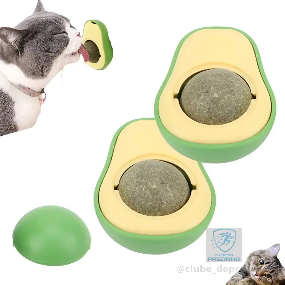 Kit 2 Brinquedo Para Gato Com Catnip Erva Gato Abacate Bola Verde