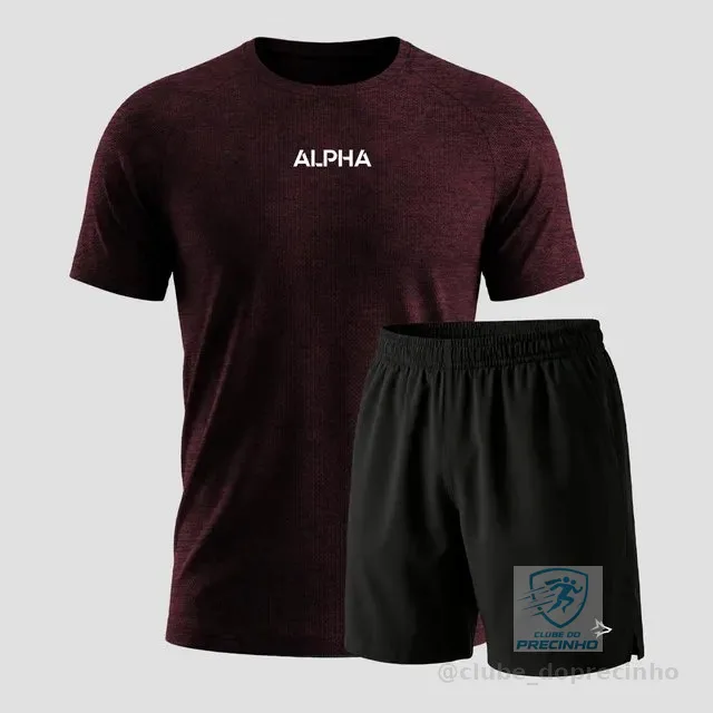 Kit Bermuda Lobo+camiseta Dry Fitness Academia Alpha
