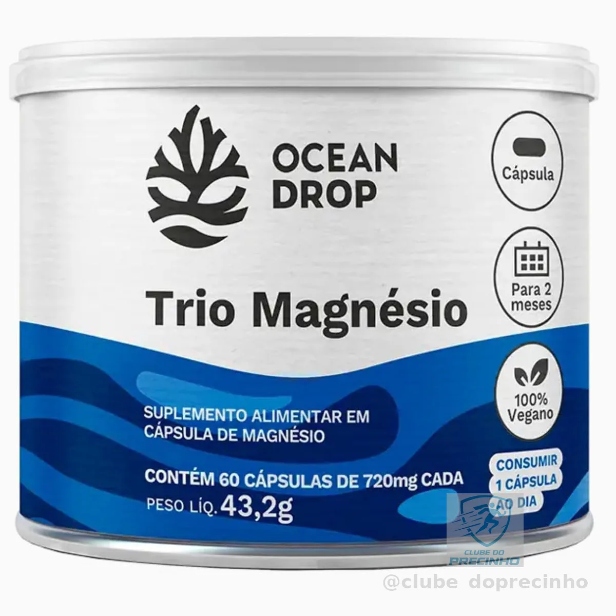 Trio Magnésio 60 cápsulas 720 mg Ocean Drop
