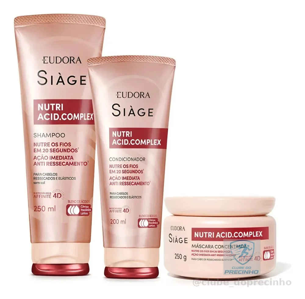 Kit 3 Siàge Nutri Acid Complex Shampoo Condicionador Máscara