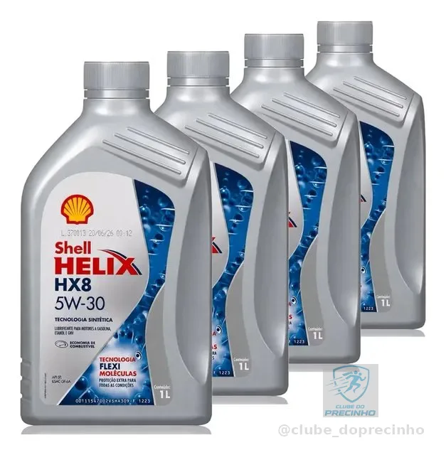 Kit 4 Litros Óleo Motor Shell Helix Hx8 5w-30 Sintético
