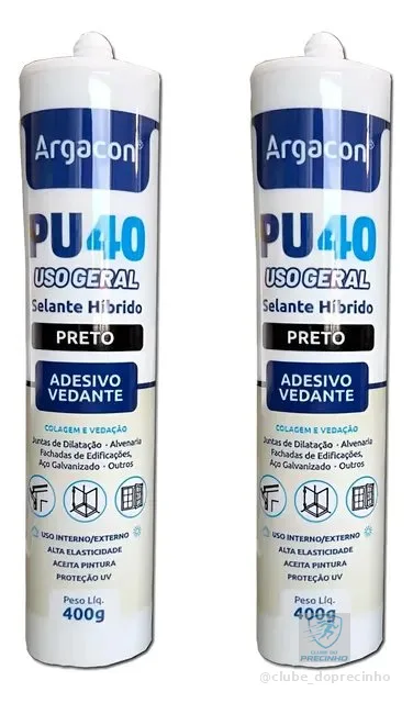 Silicone Pu 40 Uso Geral Argacon - Kit C/2 Unid.