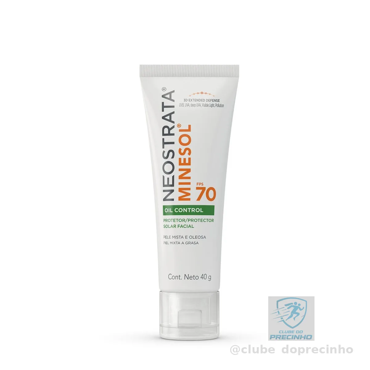 Protetor Solar Facial Minesol Oil Control, Sem Cor, FPS 70, 40g