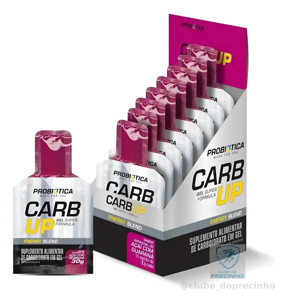 Carb Up Gel Super Fórmula Cx 10 Sachês 30g Probiótica Bike Sabor Açaí Com Guaraná