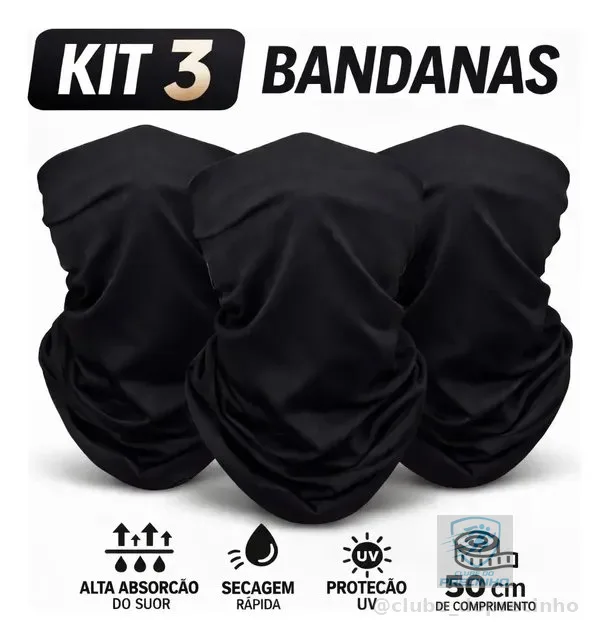 Kit 3 Bandana Tubular Ciclismo Mtb Corrida Esporte Balaclava