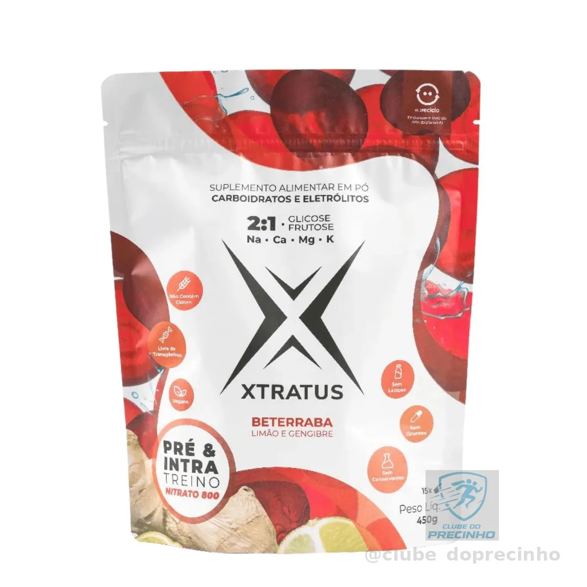 Xtratus Pre E Intratreino Com Beterraba Limao Gengibre 450g