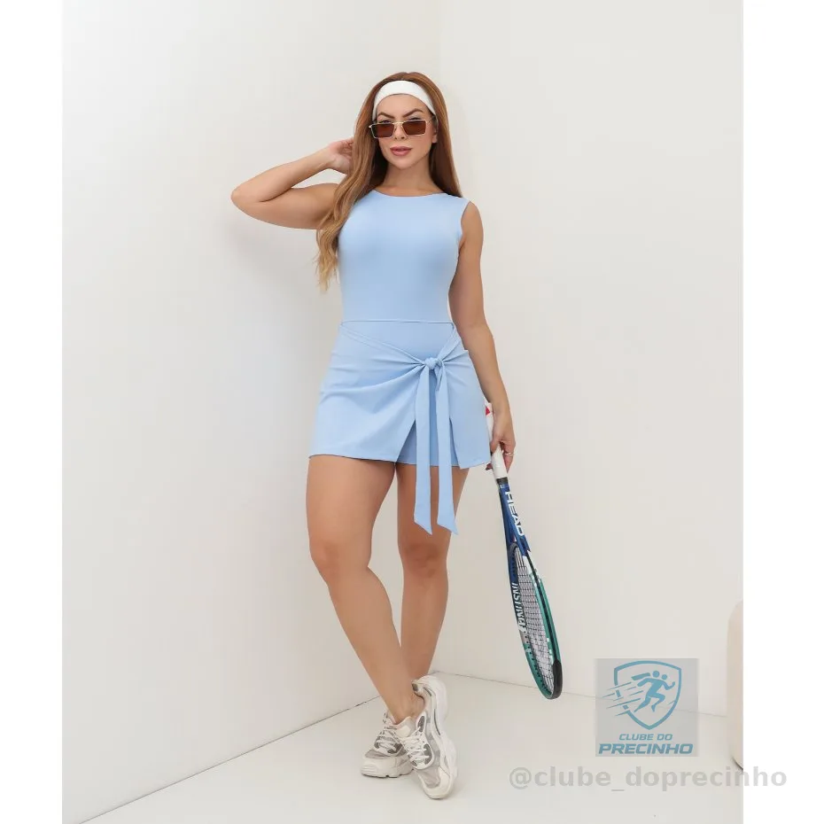 Macaquinhos Feminino Fitness Beach Tennis Regata com Saia Shorts Esportiva Academia SD1996
