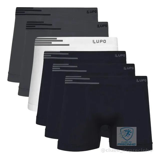 Kit 6 Cuecas Lupo Boxer Poliamida Sem Costura Box Masculina