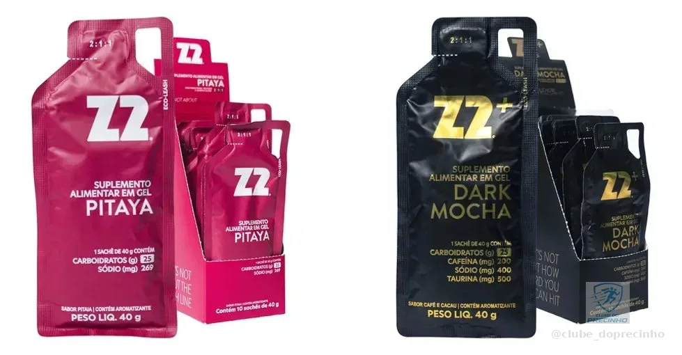 Kit Energy Gel Z2 Alto Em Sódio 25carb Classic 20u Sachê 40g: Pitaya + Dark Mocha