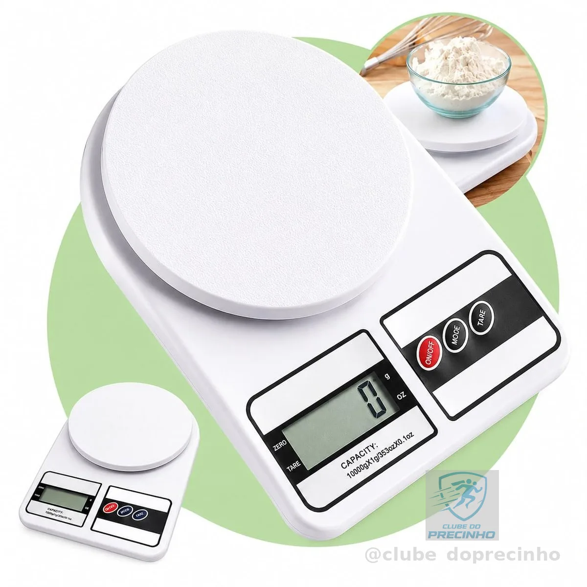 Balança de Cozinha Digital 10kg Precisão 1g Função Tara, Display LCD, Múltiplas Unidades, Plataforma Antiderrapante, Design Compacto para Alimentos, Dieta, Confeitaria e Receitas Premium