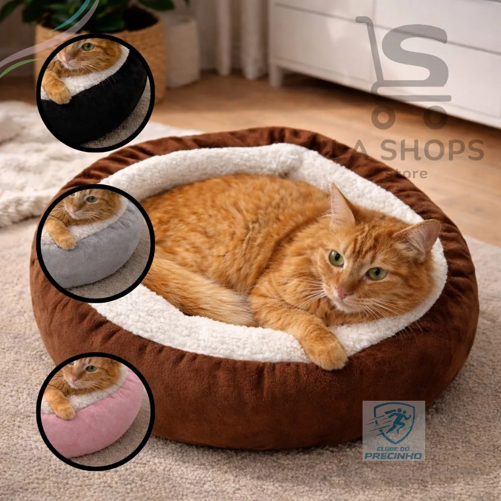 Kit 02 Caminha Sherpa Pet Redonda Cachorro e Gato Macio Cama Confortável Pelo de Carneiro Pets