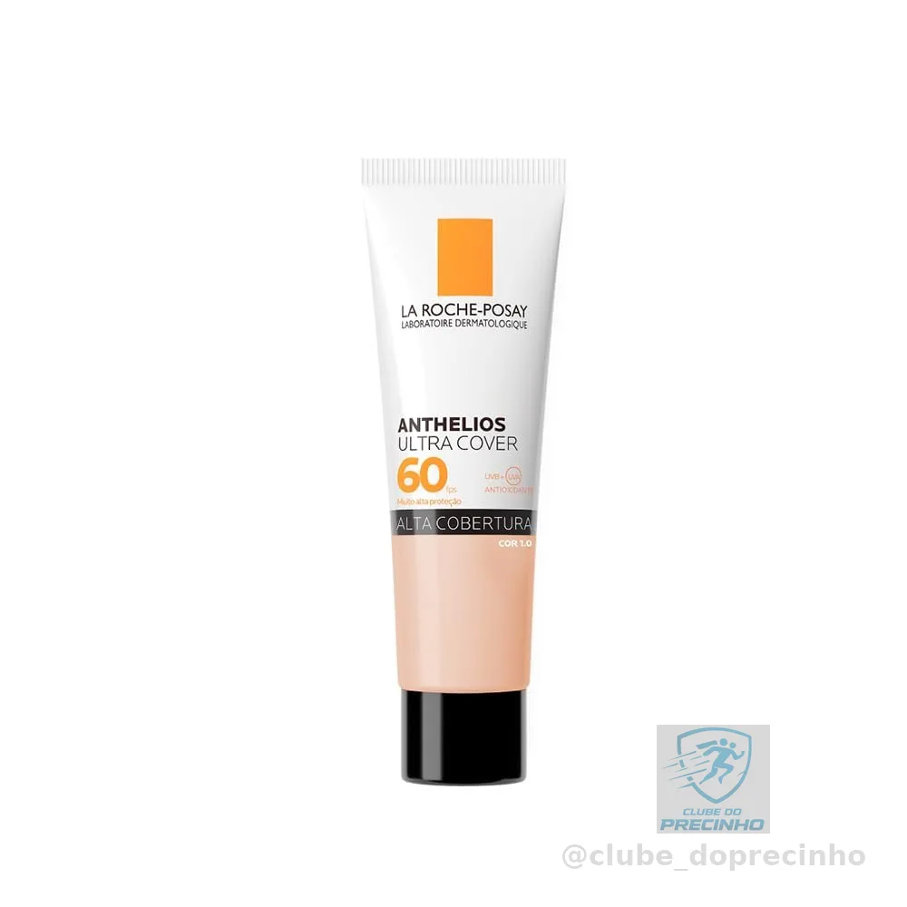 La Roche-Posay, Ultra Cover, Protetor Solar com Cor e Performance de Maquiagem, 12h de cobertura de base em uma única camada, Textura Fluida, Oil free, Toque Seco, FPS60, 30g