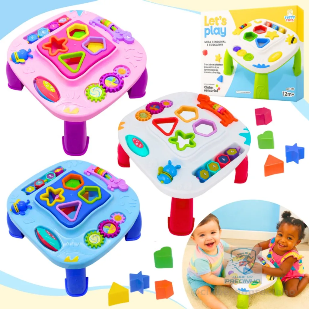 Mesinha Didática Infantil Educativa Sensorial Mesa Divertida Atividades Interativas Formas Encaixar