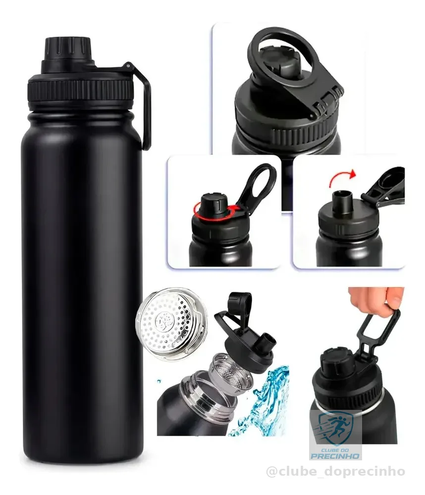 Garrafa Térmica de 800 mL com Dupla Parede de Inox e Alça