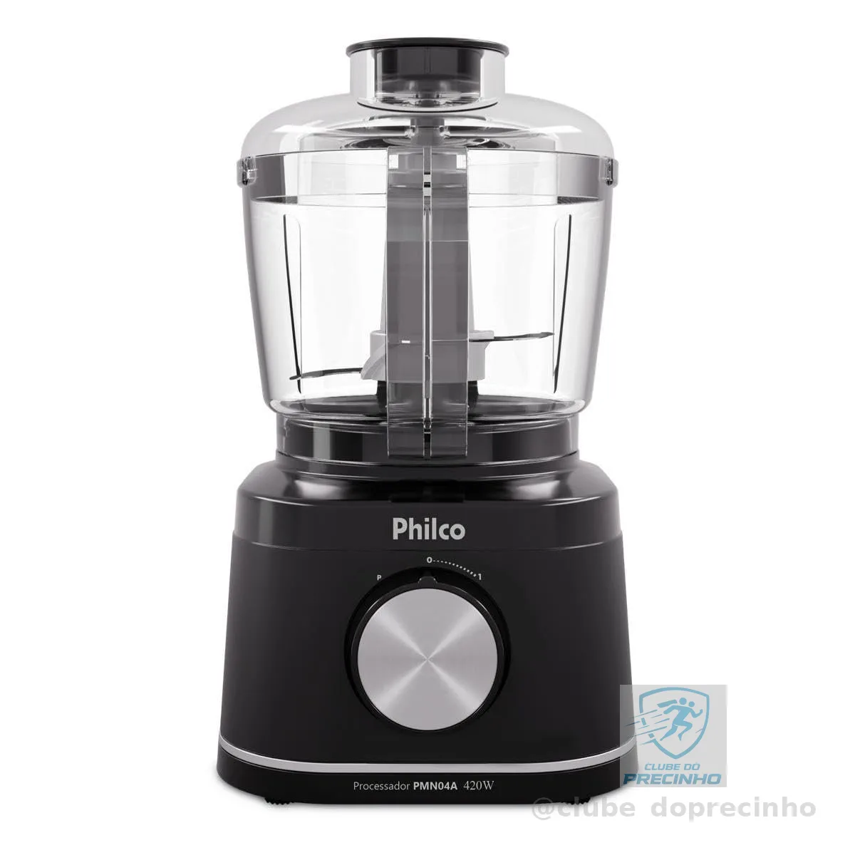 Processador de Alimentos Philco PMN04A 420W com Jarra 500ml Função Pulsar e Trava de Segurança Preto 220V