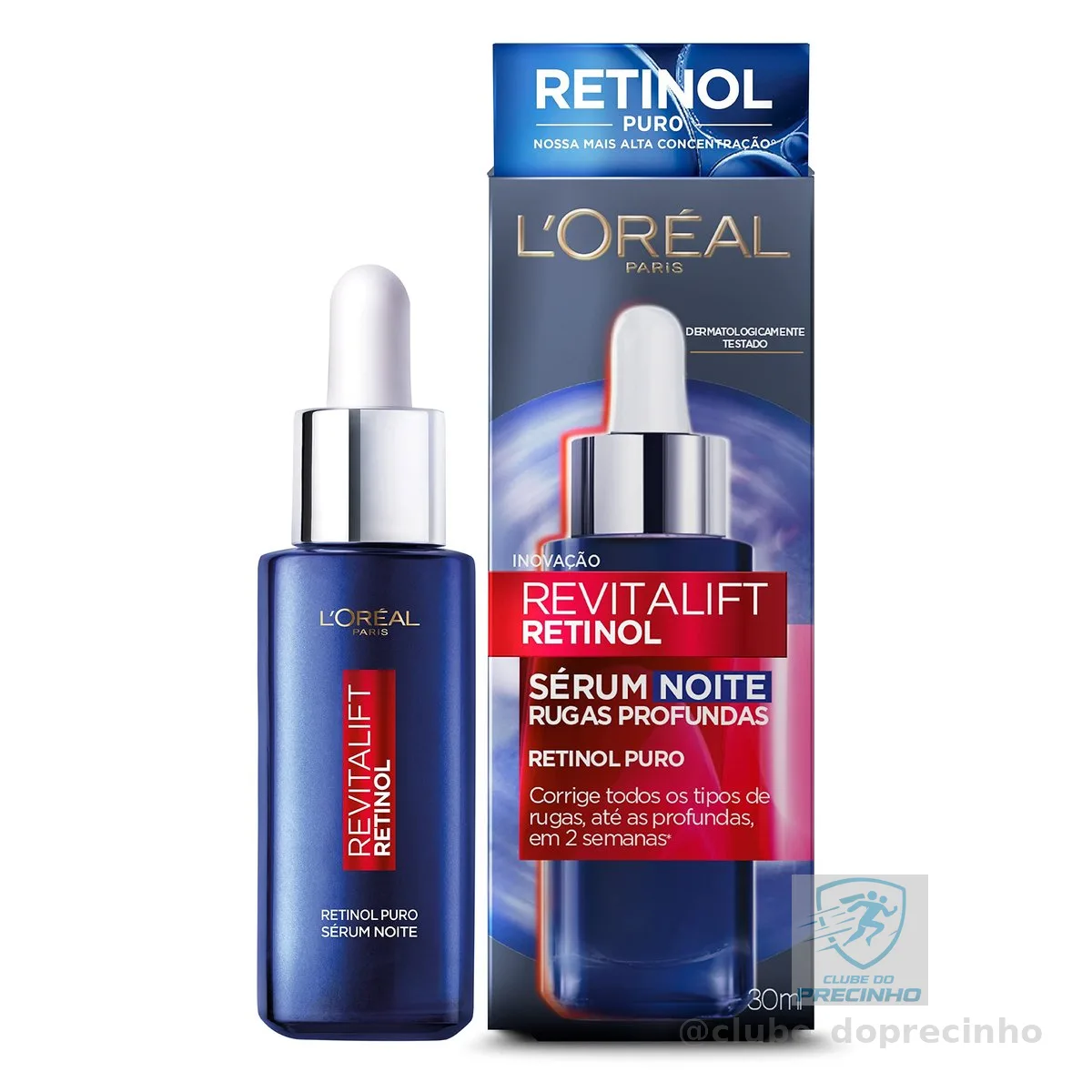 L'Oréal Paris Revitalift Sérum Facial Noturno com Retinol Puro, Corrige Rugas Profundas, Uniformiza o Tom da Pele, Melhora a Textura e Firmeza, Ação Antienvelhecimento, 30ml