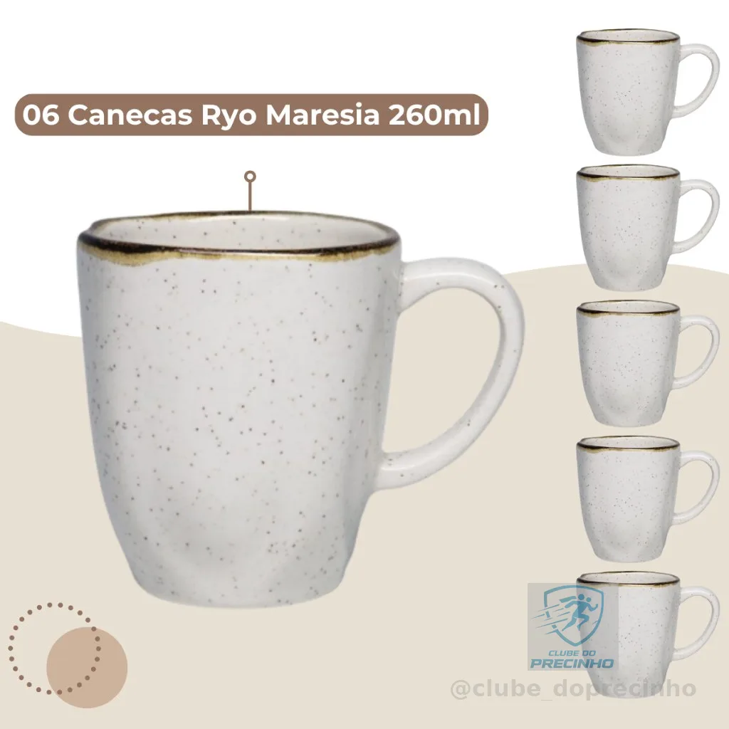 Jogo 6 Canecas Café Chá Ryo Maresia 260ml Oxford Porcelanas