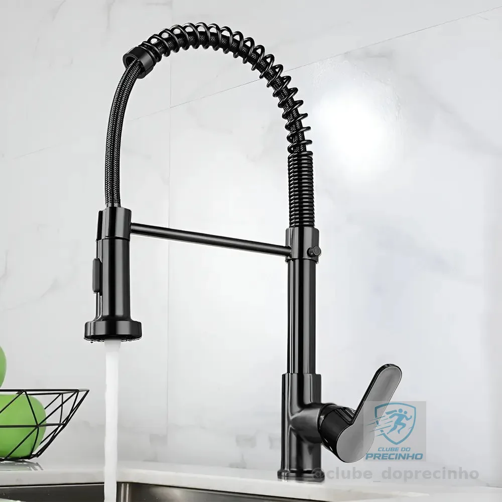 Torneira Cozinha Gourmet Bancada Flexível Monocomando Pia Preto B22-black