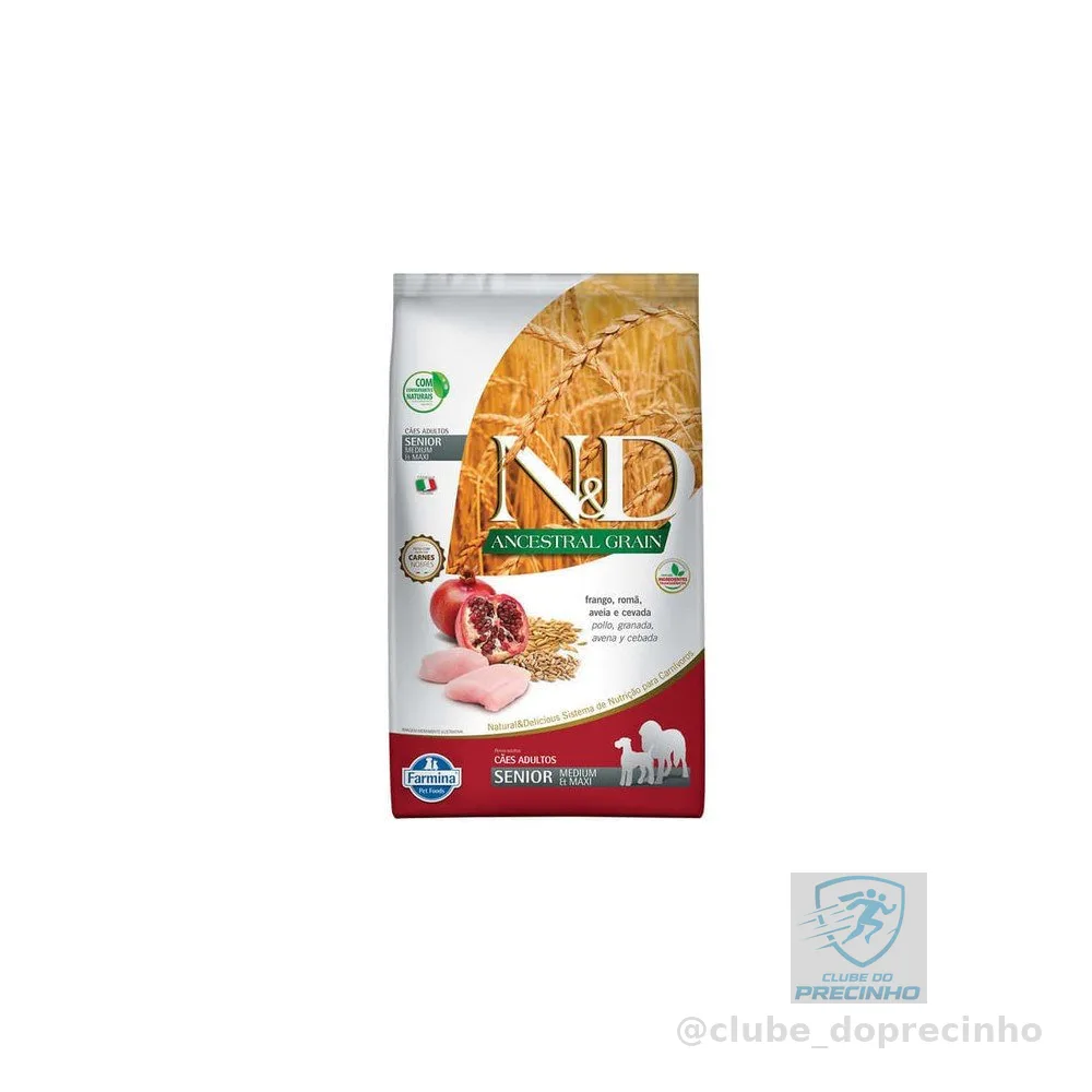 Ração Farmina N&D Ancestral Grain Frango Cães Idosos Raças Médias - 10,1Kg