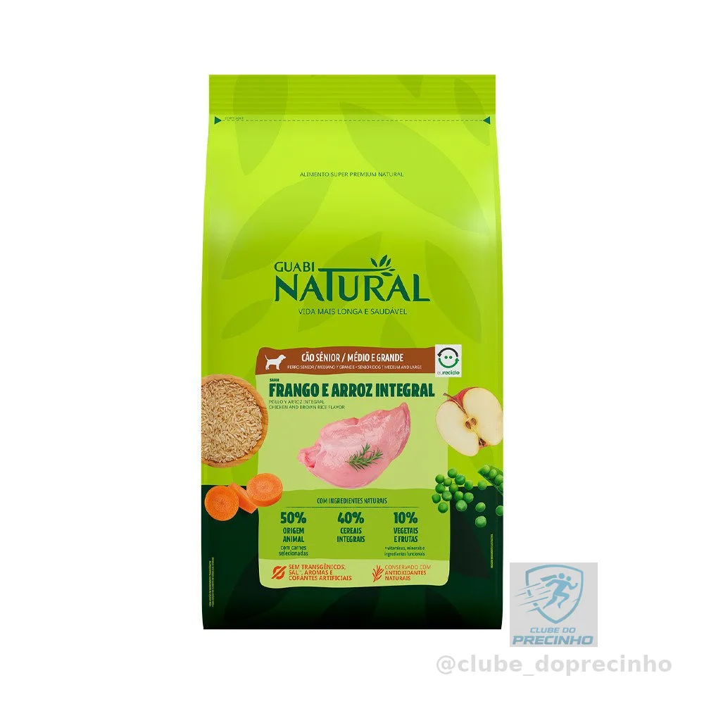 Ração Guabi Natural cães Sênior Porte Médio e Grande Frango e Arroz Integral 12kg