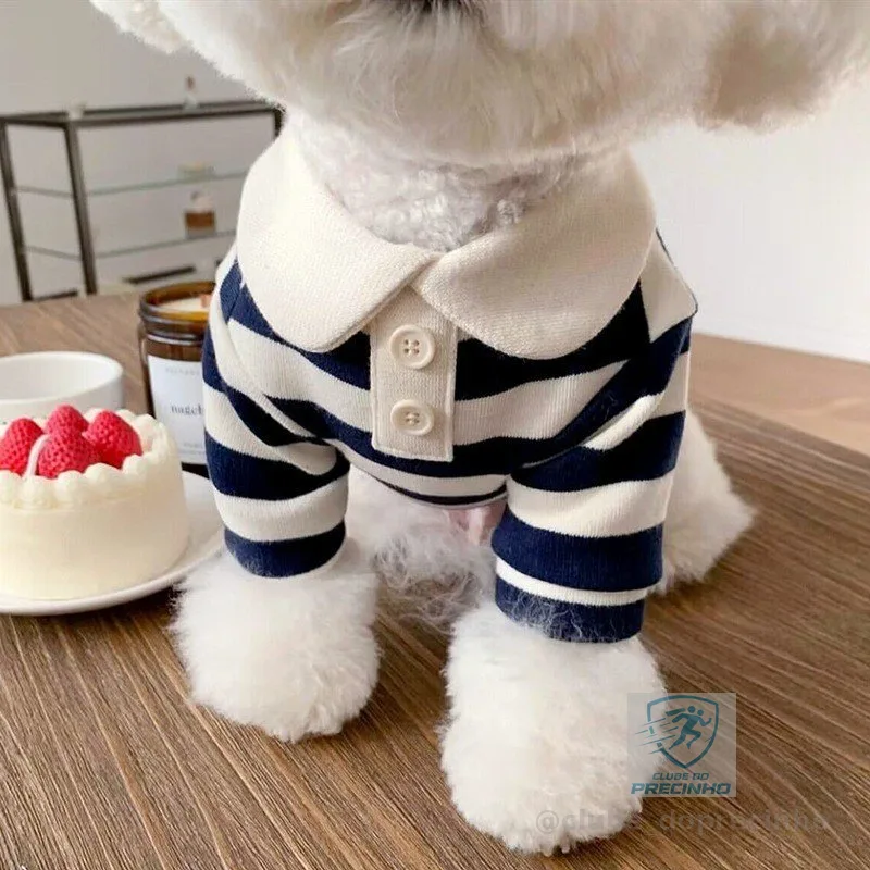 Camisa Polo Fina Para Cachorro E Gato , Camiseta Listrada Com Gola Redonda , Casaco De Duas Pernas , Roupas Animais De E