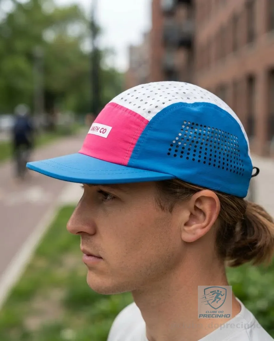 Boné Anth Co Aba Curta Cut Corrida Academia Treino Ultraleve Azul /branco/rosa Un Liso