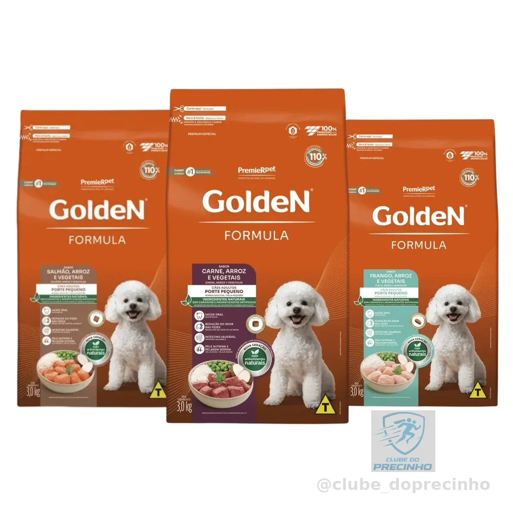 Ração Golden Fórmula Mini Bits para Cães Adultos Raças Pequenas 3kg Vários Sabores