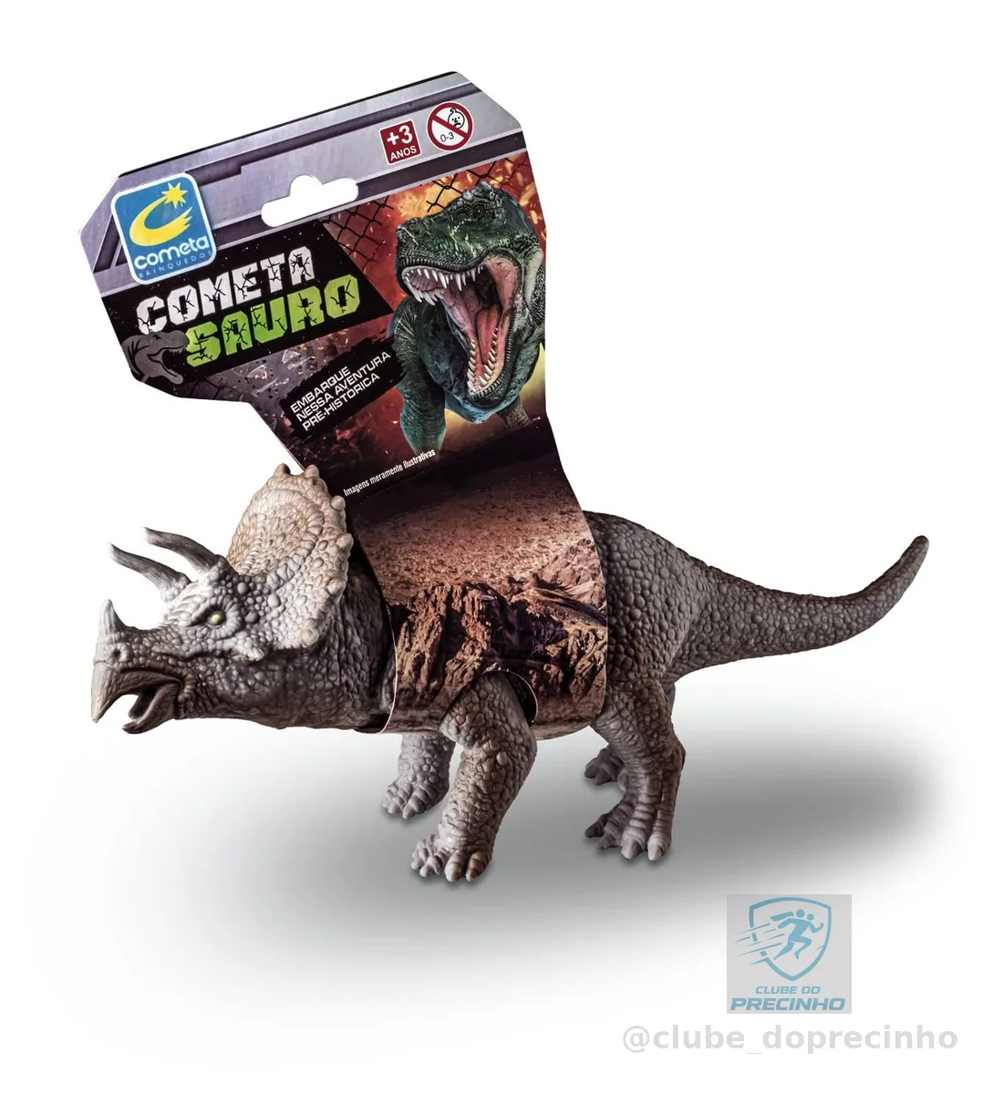 Cometa Sauro Dinossauro Triceratops Vinil Cartela