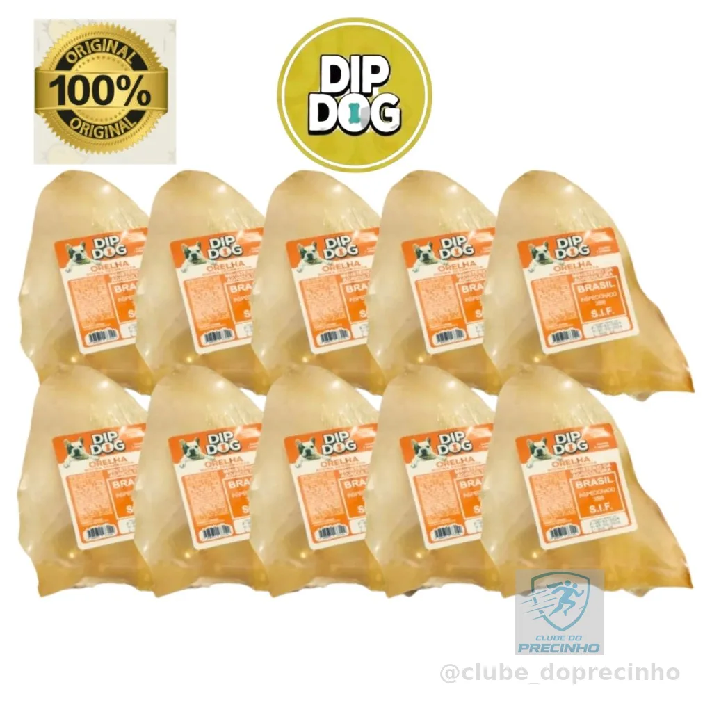 KIT Petisco cachorro 3 Orelha ou 5 orelhas ou 10 orelhas Bovina Caes mordedor natural desidratado