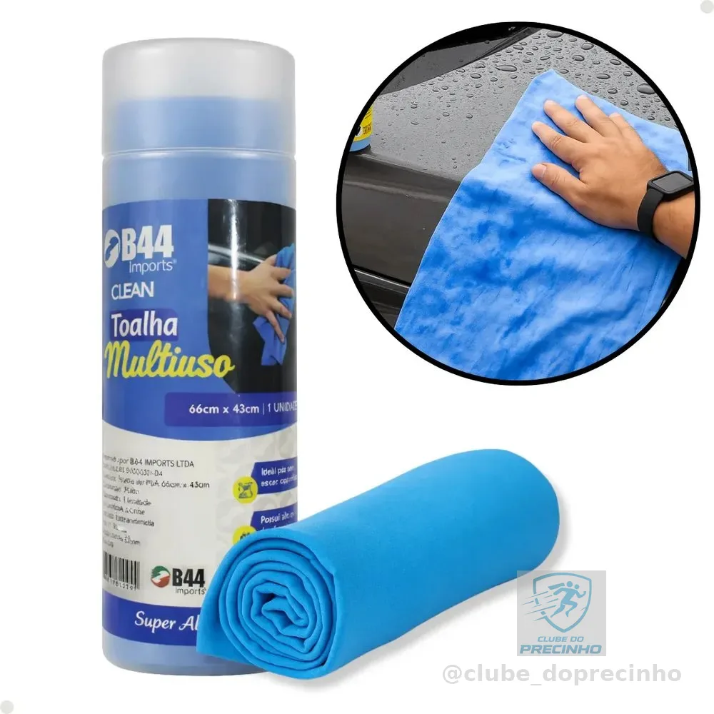 Toalha Multiuso Mágica Super Absorve Água Limpa Seca Carro Azul