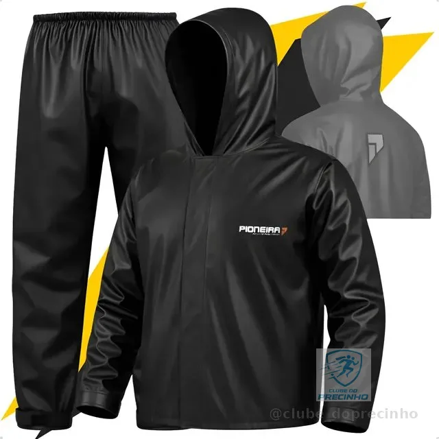 Capa De Chuva Roupa Conjunto Motoqueiro Pvc Emborrachada Reforçada Com Capuz Motoboy Ciclista Moto Impermeável Pioneira