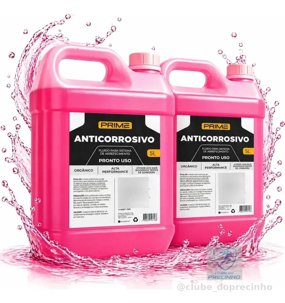 Kit 2 Fluído Rosa Pronto Uso Rosa 5l Arrefecimento 10l Anticorrosivo Aditivo Orgânico