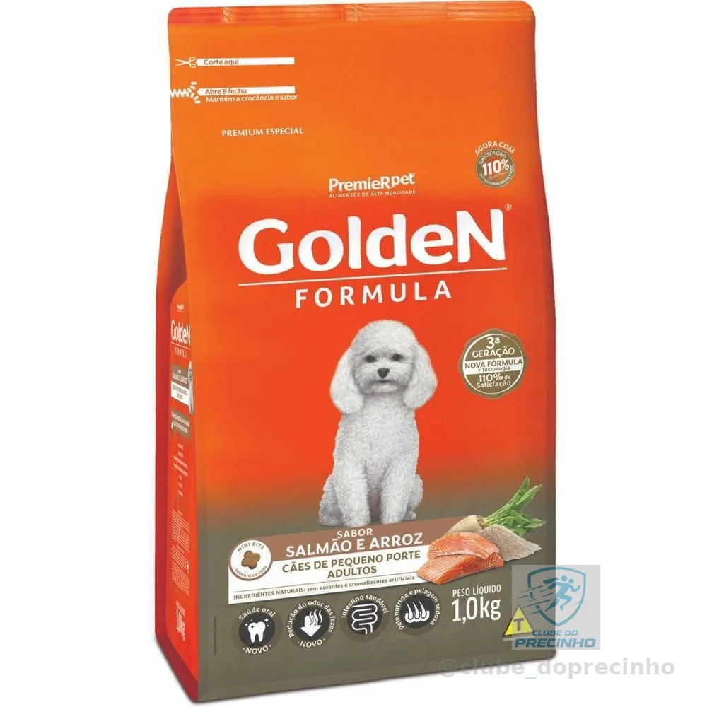 Ração GoldeN Formula Mini Bits Cães Adultos Raças Pequenas Salmão e Arroz 1,0kg