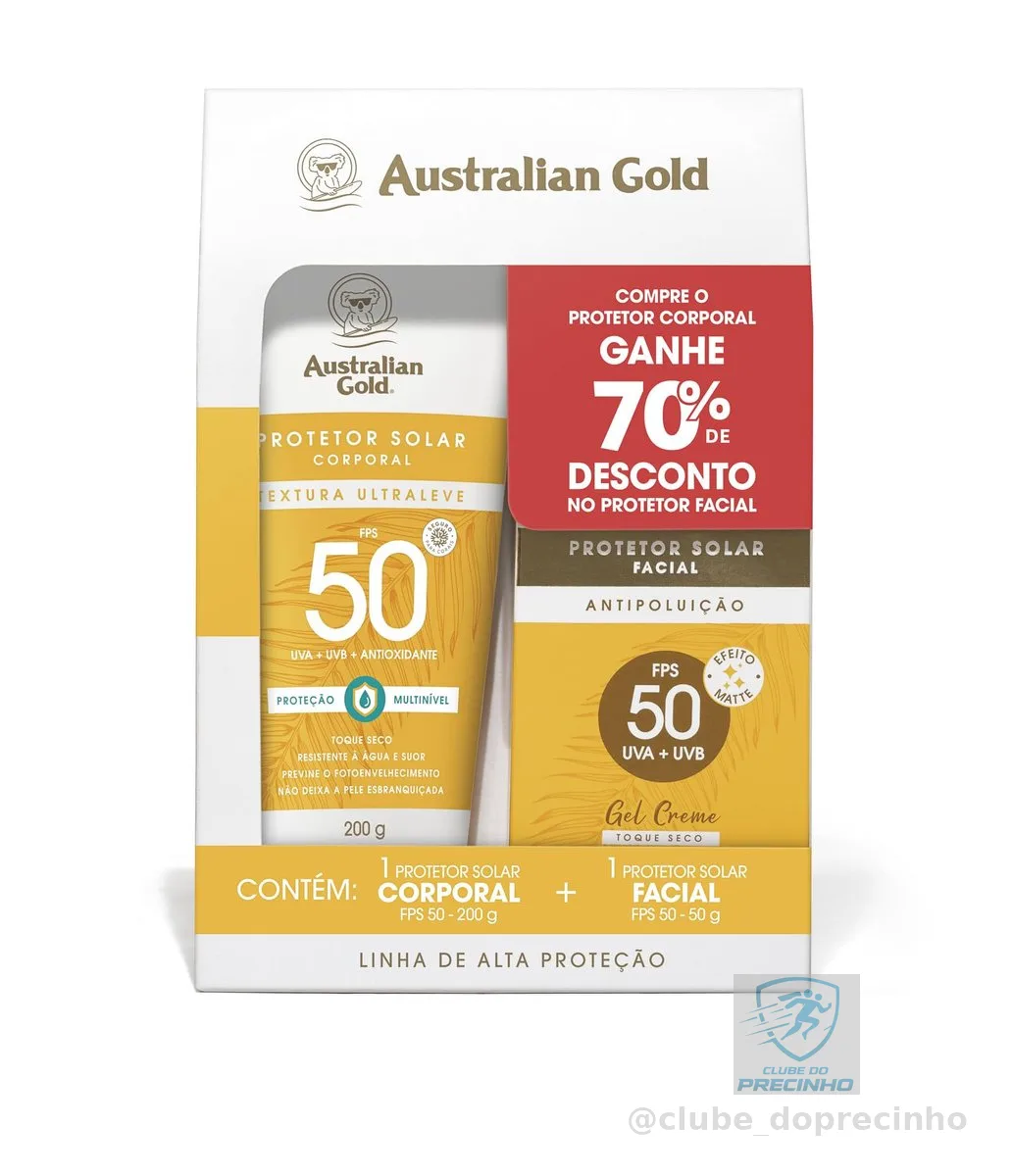 Australian Gold Promopack Protetor Solar Gel Creme Corporal/Facial FPS 50 200 G/ 50 G