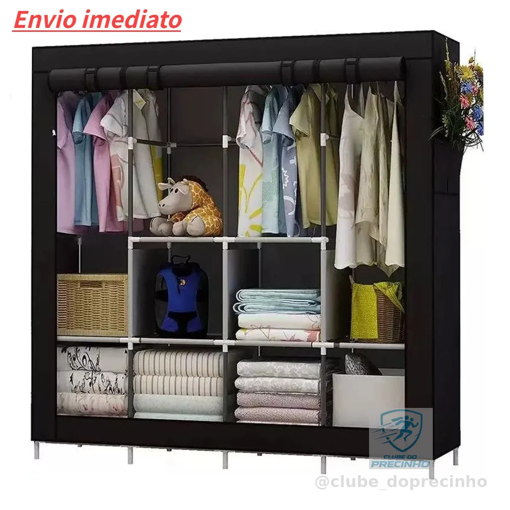 Guarda Roupa Grande Dobrável Armário Arara Organizador Multiuso Roupeiro Cabideiro Sapateira Casa