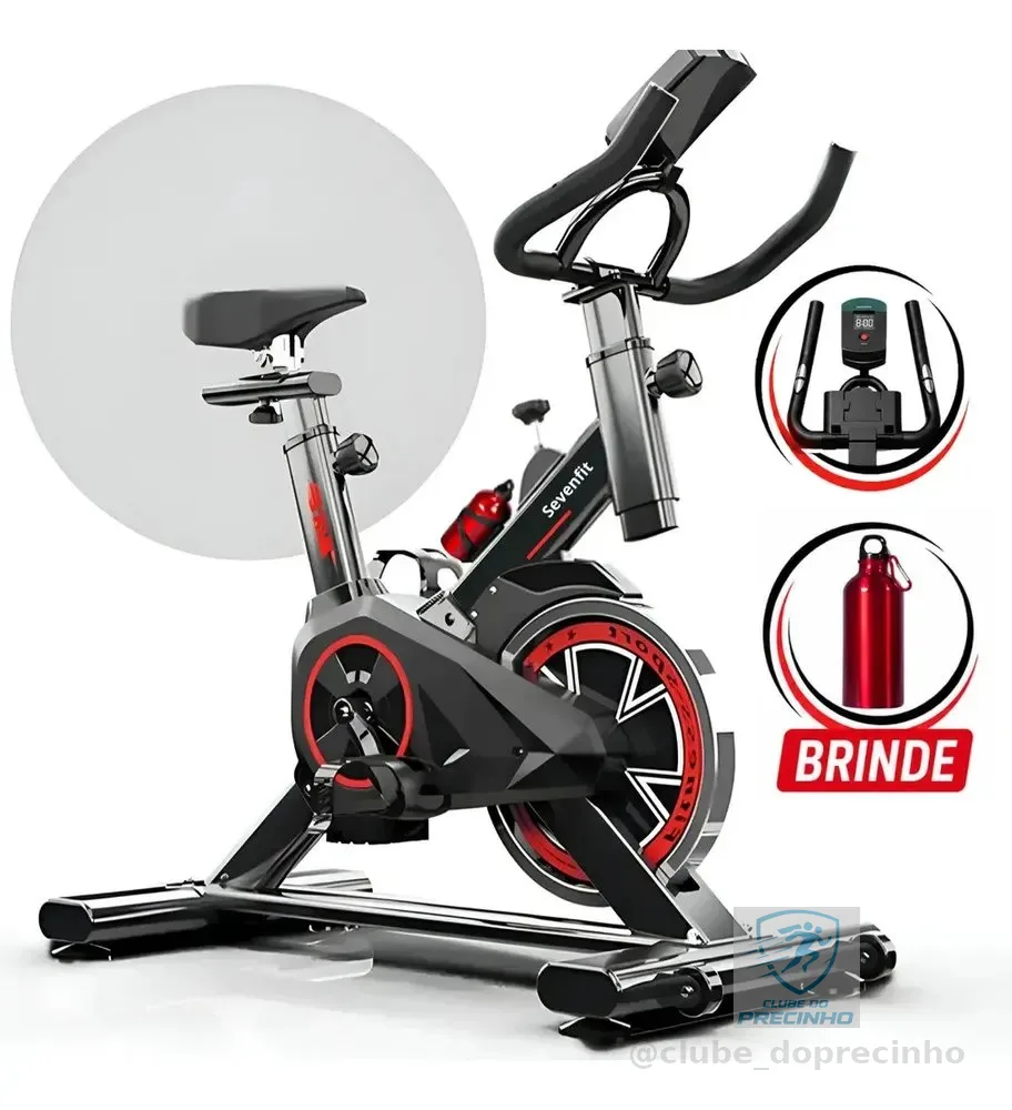 Bicicleta Ergométrica Bike Spinning 6kg Sensação Inércia Fitness Preto E Vermelho Sevenfit Para Cardio